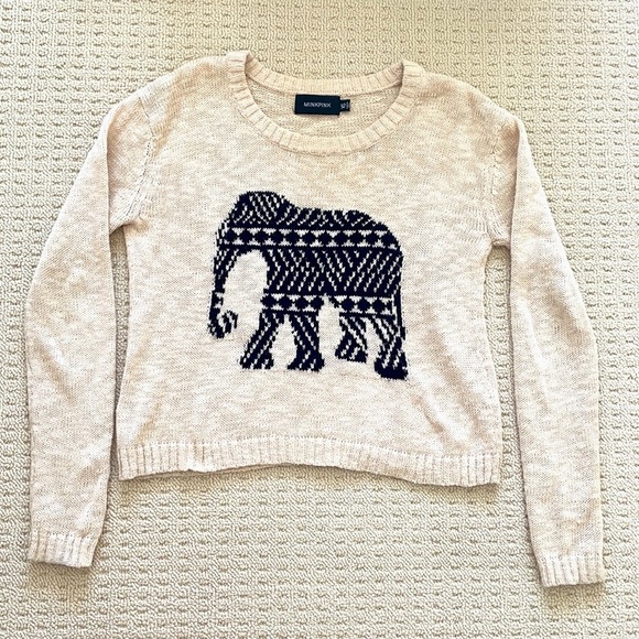 MINKPINK Pride of Place Beige Elephant Knit Sweater - Picture 2 of 10